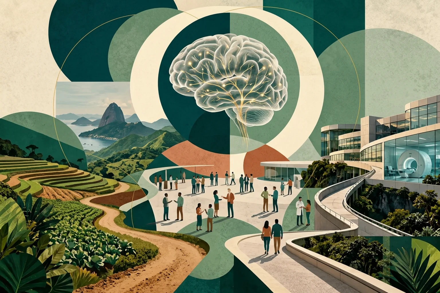 Editorial collage about neuroethics, health innovation, and public dialogue